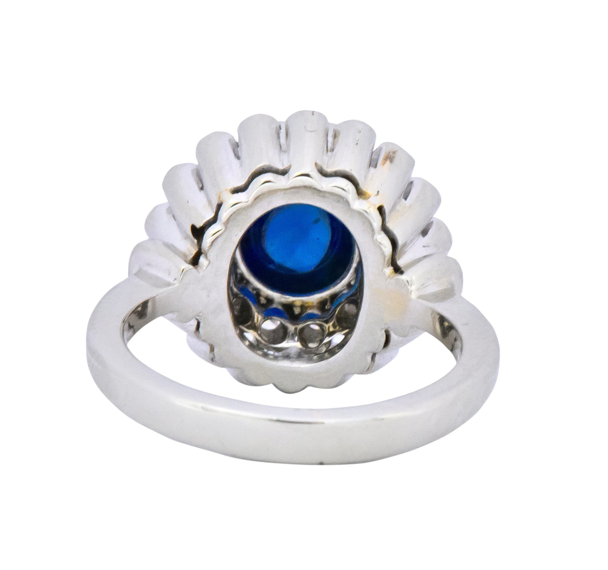 1950's Mid-Century 2.66 CTW No Heat Sapphire Diamond 18 Karat Gold Cluster Ring AGL - Wilson's Estate Jewelry