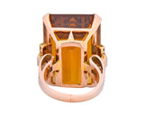 Retro 1950’s Citrine Diamond 14 Karat Gold Statement Cocktail Ring - Wilson's Estate Jewelry