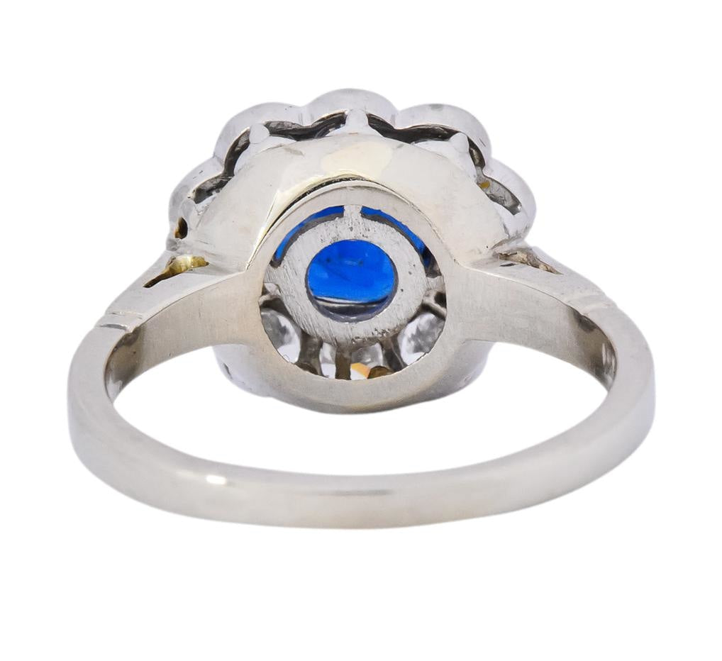 Retro 2.09 CTW No Heat Sapphire Diamond 14 Karat White Gold Cluster Ring GIA - Wilson's Estate Jewelry