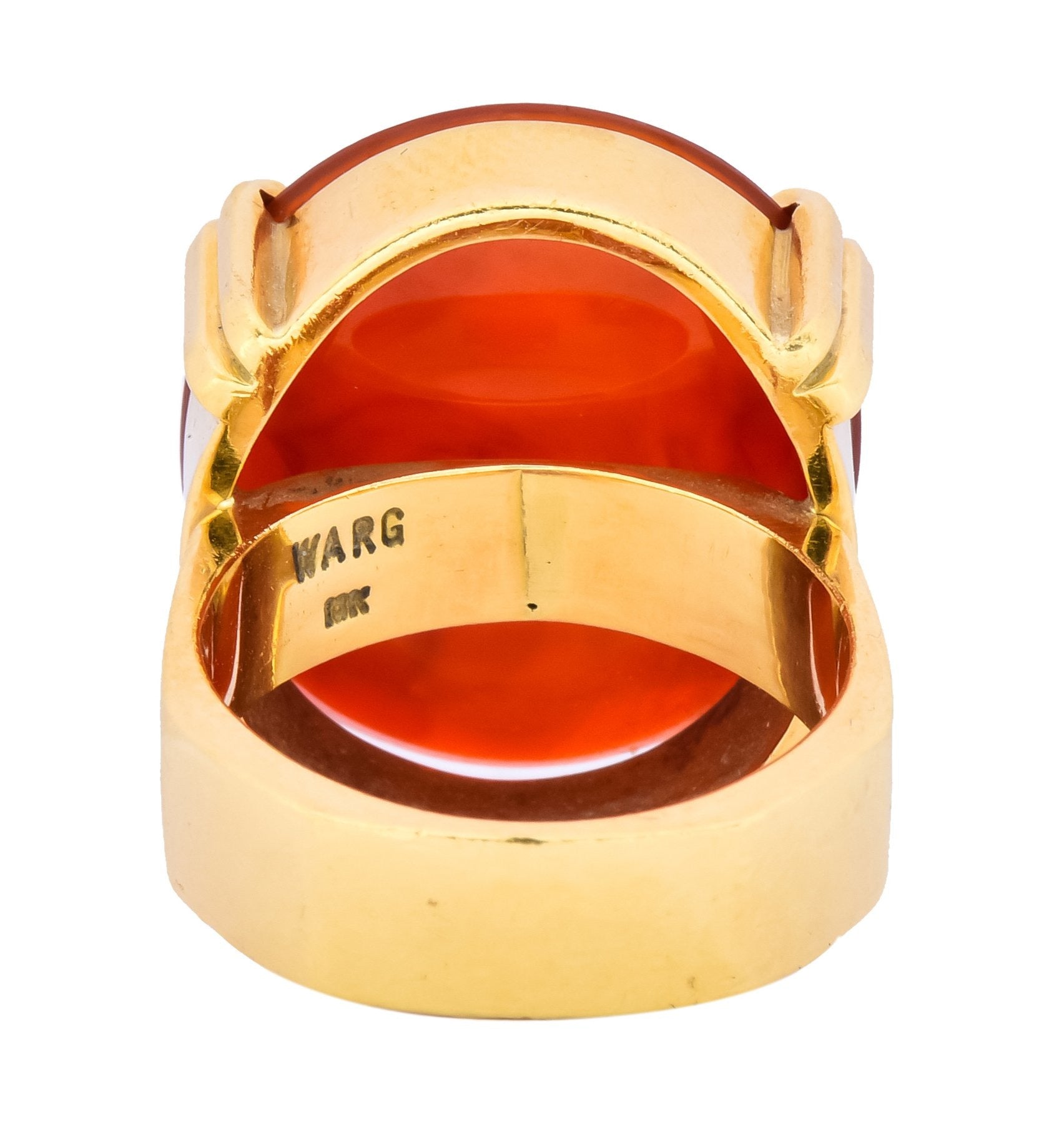 Retro Carnelian Intaglio 18 Karat Gold Deo Regi Patria Unisex Ring - Wilson's Estate Jewelry