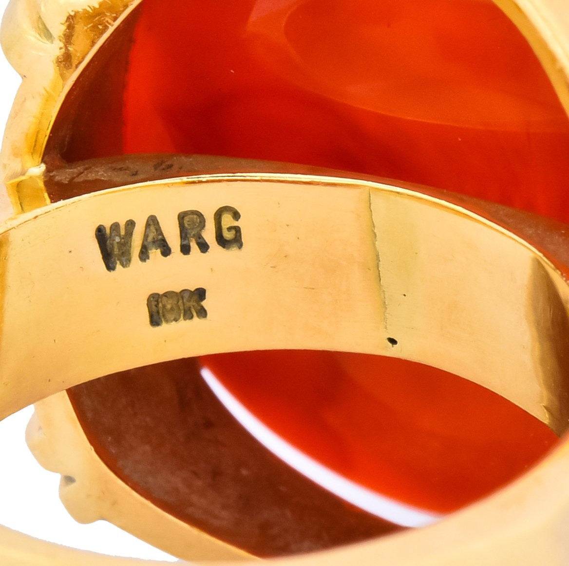 Retro Carnelian Intaglio 18 Karat Gold Deo Regi Patria Unisex Ring - Wilson's Estate Jewelry