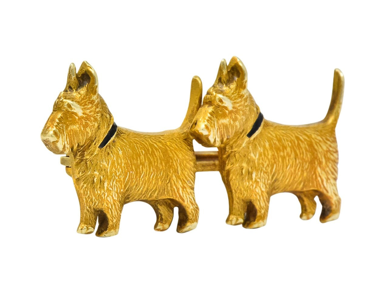 Retro Enamel Scottish Terrier 14 Karat Gold Brooch - Wilson's Estate Jewelry