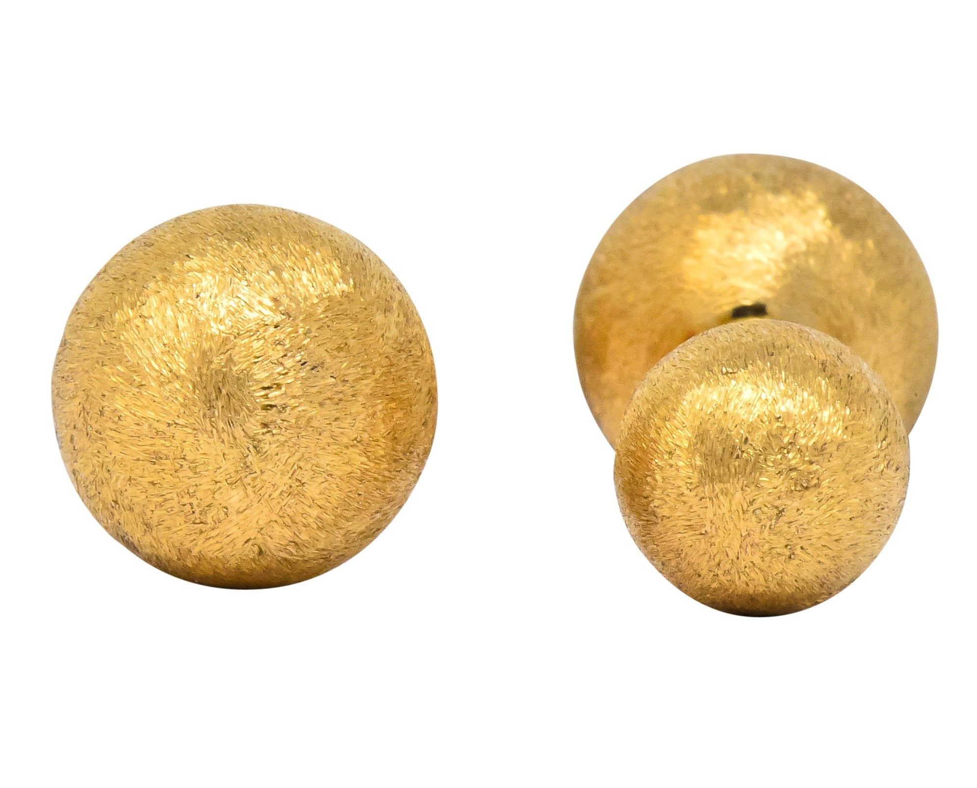 Retro Tiffany & Co. 14 Karat Gold Brushed Ball Men's Cufflinks - Wilson's Estate Jewelry