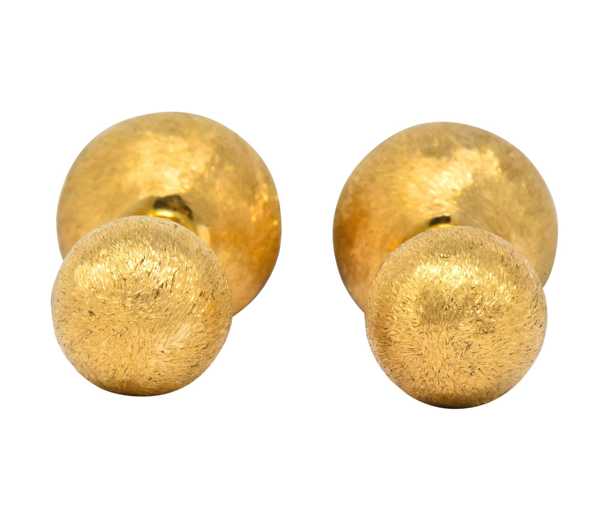 Retro Tiffany & Co. 14 Karat Gold Brushed Ball Men's Cufflinks - Wilson's Estate Jewelry