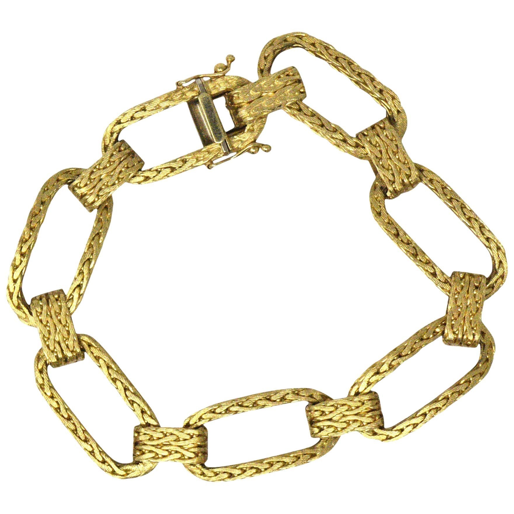 Retro Unoaerre 18 Karat Yellow Gold Link Bracelet Wilson's Estate Jewelry