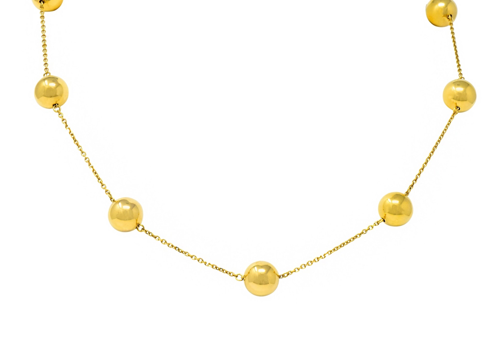 Roberto Coin 18 Karat Gold Pallini Ball Station Necklace Contemporary - Wilson's Estate Jewelry