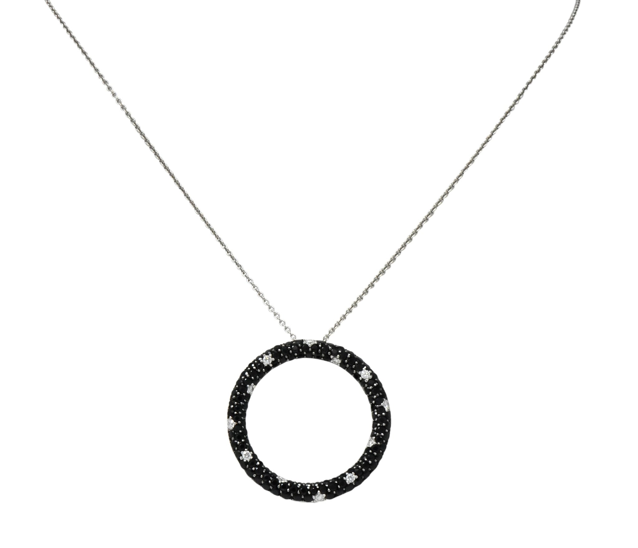 Roberto Coin 4.85 CTW Black Sapphire Diamond 18 Karat White Gold Fantasia Drop Necklace - Wilson's Estate Jewelry