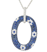 Roberto Coin Contemporary 9.55 CTW Sapphire Diamond 18 Karat White Gold Pendant Necklace Wilson's Estate Jewelry