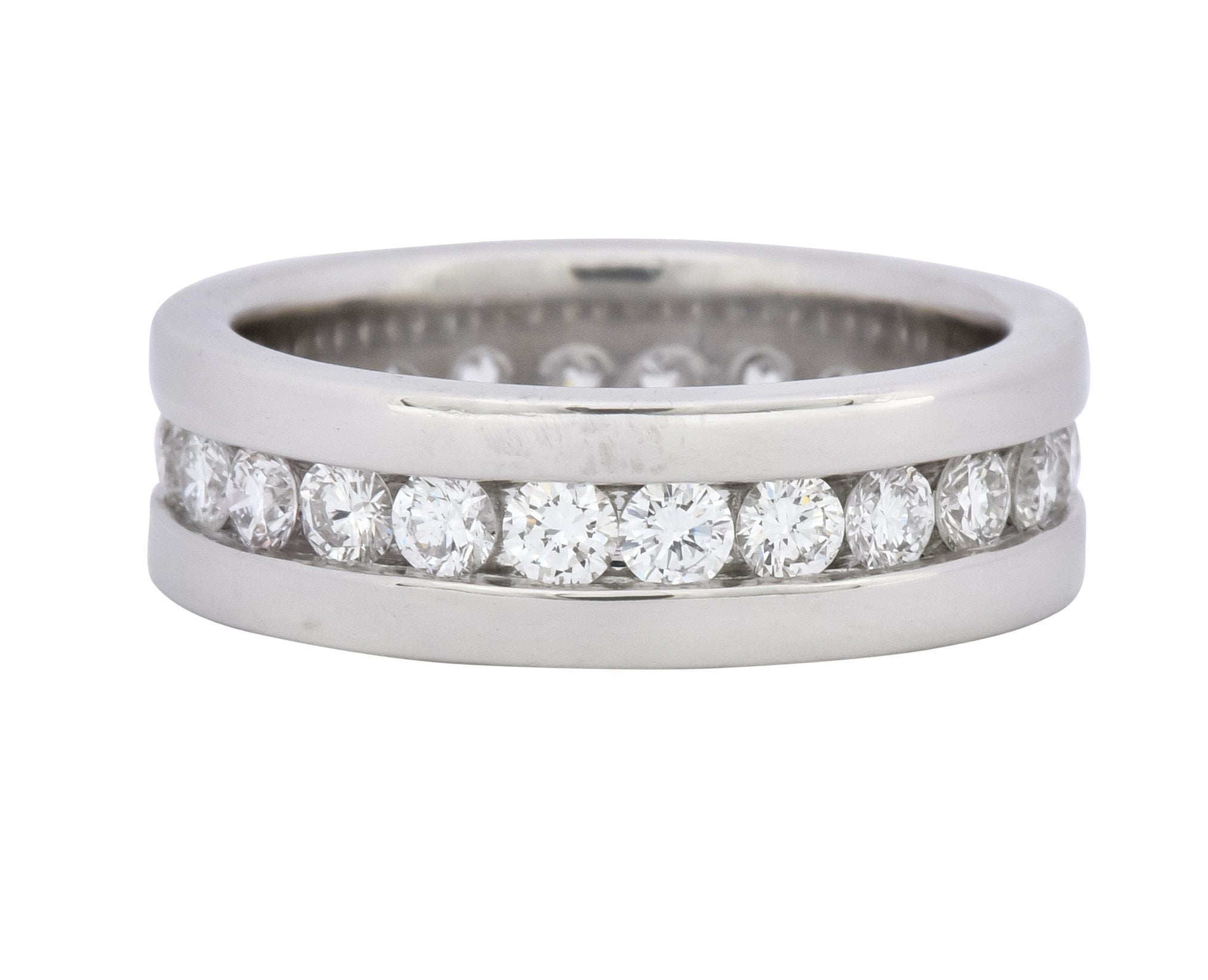 Simayof Modern 1.70 CTW Diamond Platinum Channel Eternity Band - Wilson's Estate Jewelry