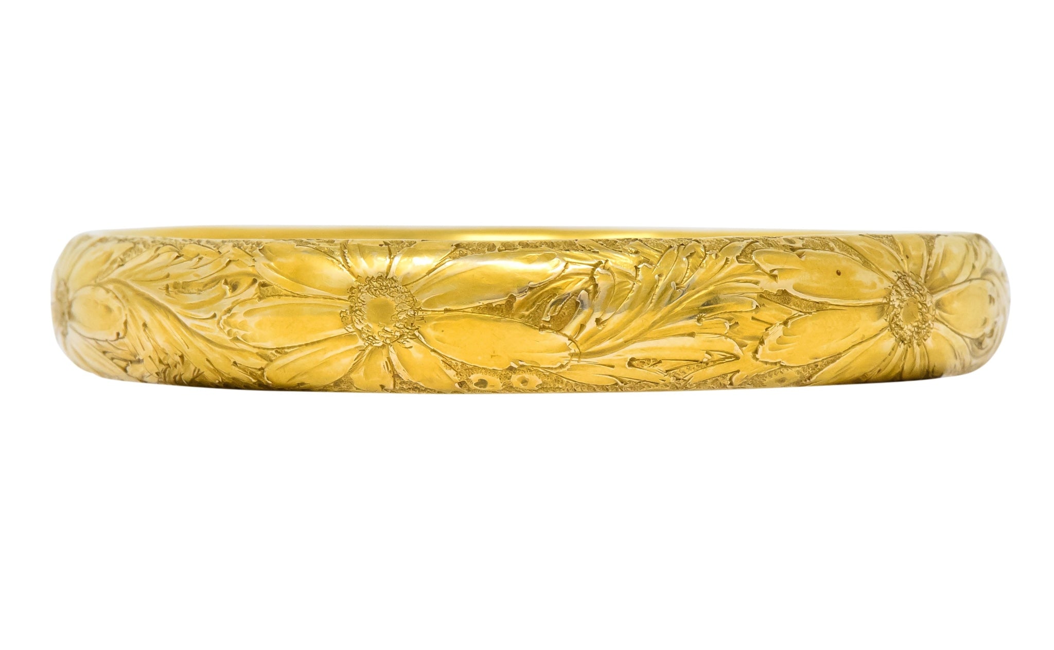 Sloan & Co. Victorian 14 Karat Gold Floral Bangle Bracelet - Wilson's Estate Jewelry