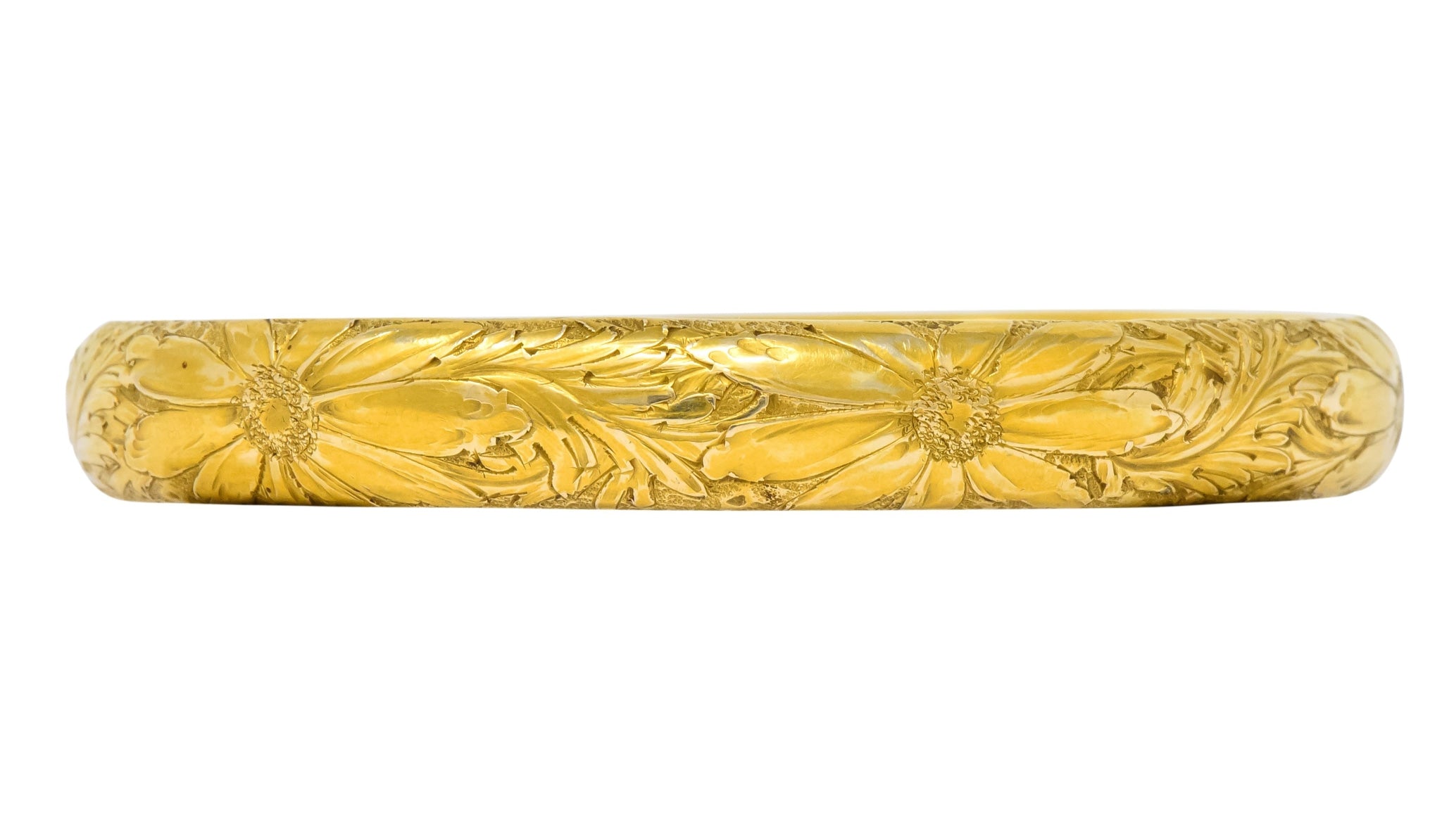 Sloan & Co. Victorian 14 Karat Gold Floral Bangle Bracelet - Wilson's Estate Jewelry