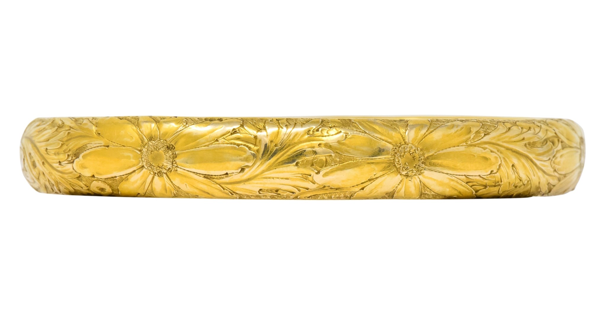 Sloan & Co. Victorian 14 Karat Gold Floral Bangle Bracelet - Wilson's Estate Jewelry