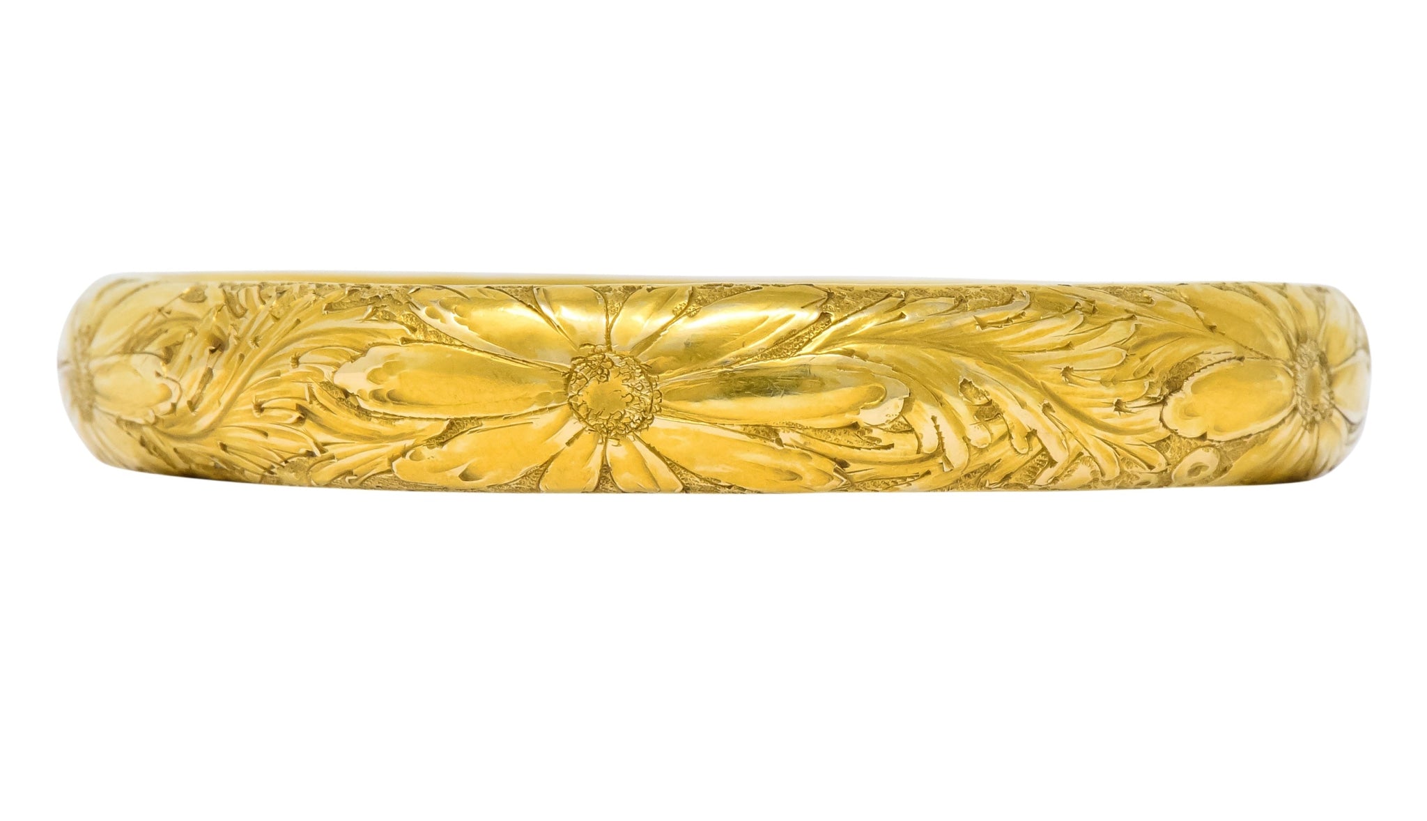 Sloan & Co. Victorian 14 Karat Gold Floral Bangle Bracelet - Wilson's Estate Jewelry