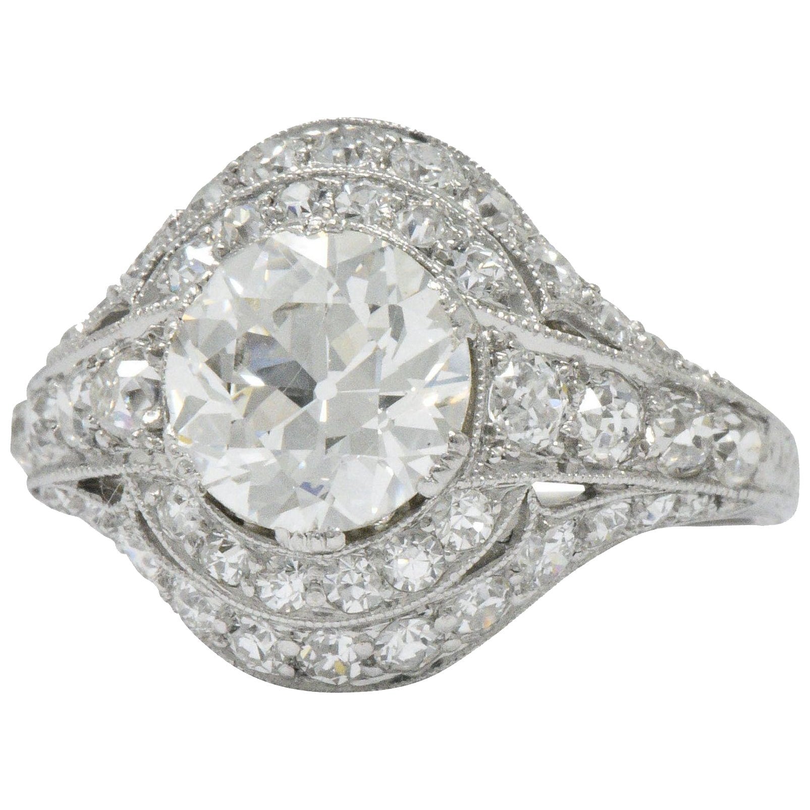 Stunning J.E. Caldwell Art Deco 2.81 CTW Diamond Engagement Ring GIA Wilson's Estate Jewelry