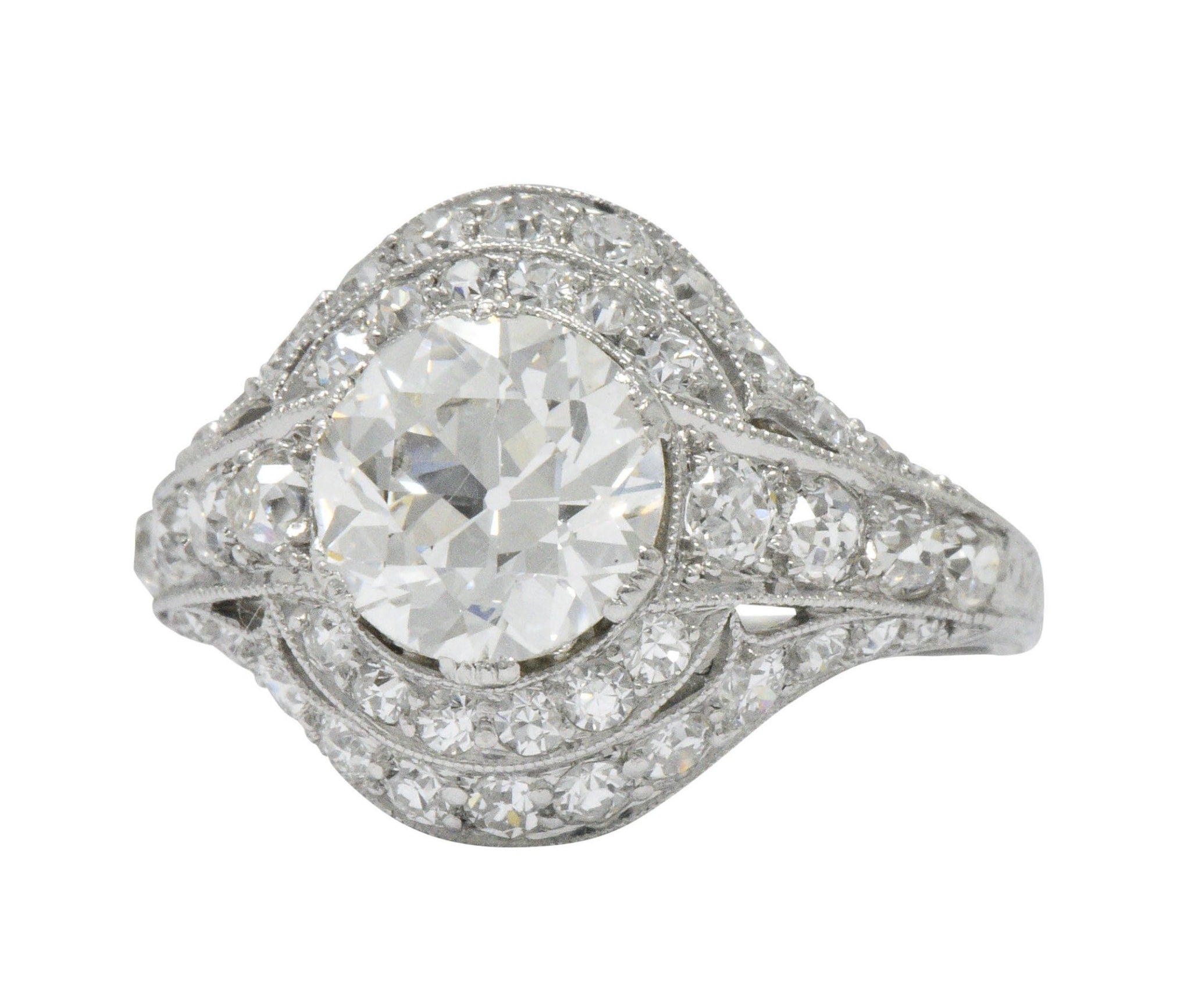 Stunning J.E. Caldwell Art Deco 2.81 CTW Diamond Engagement Ring GIA Wilson's Estate Jewelry