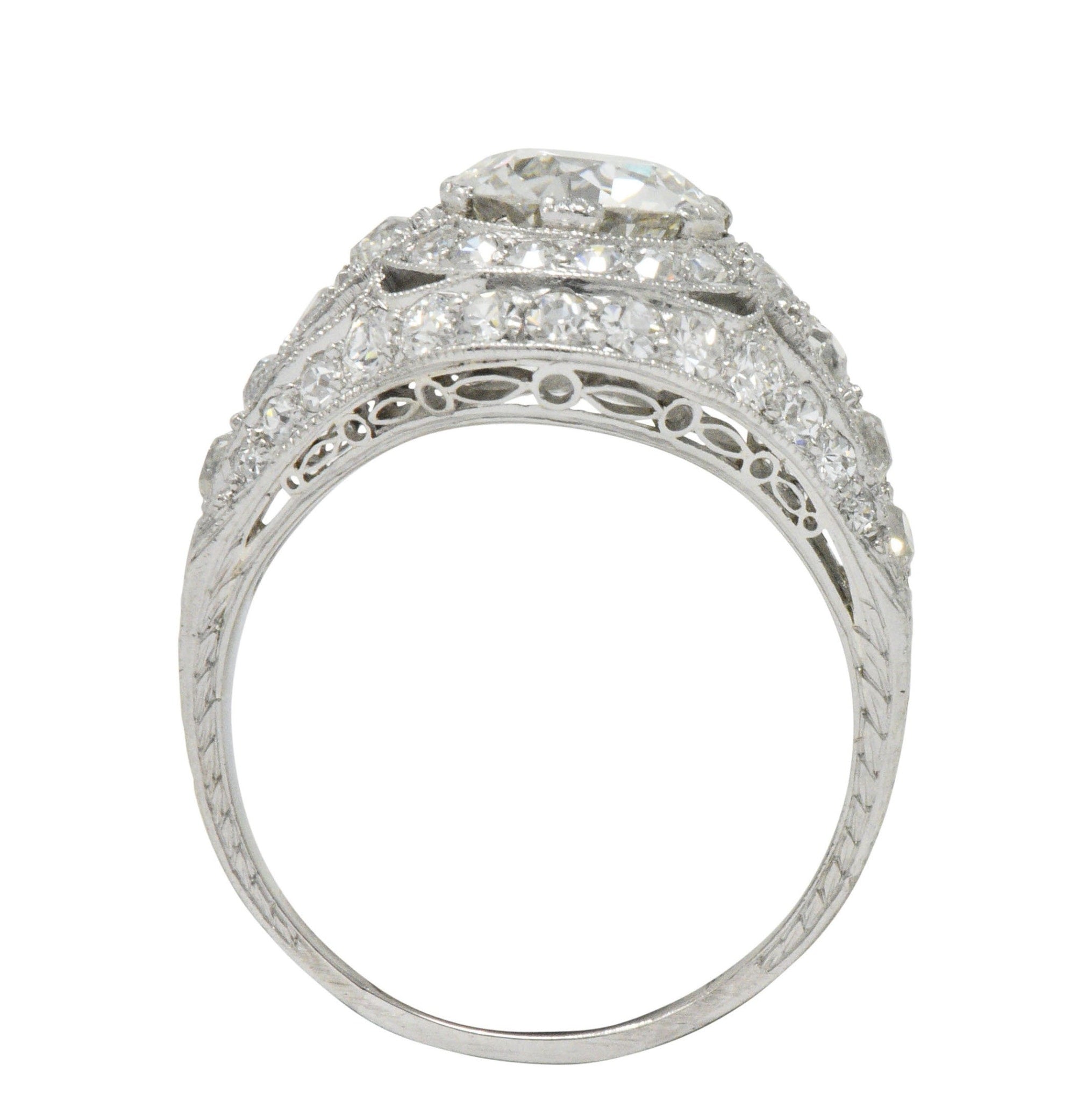 Stunning J.E. Caldwell Art Deco 2.81 CTW Diamond Engagement Ring GIA Wilson's Estate Jewelry