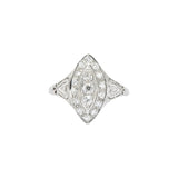 Sweet .40 Ctw Diamond & Platinum Art Deco Navette Ring Wilson's Estate Jewelry