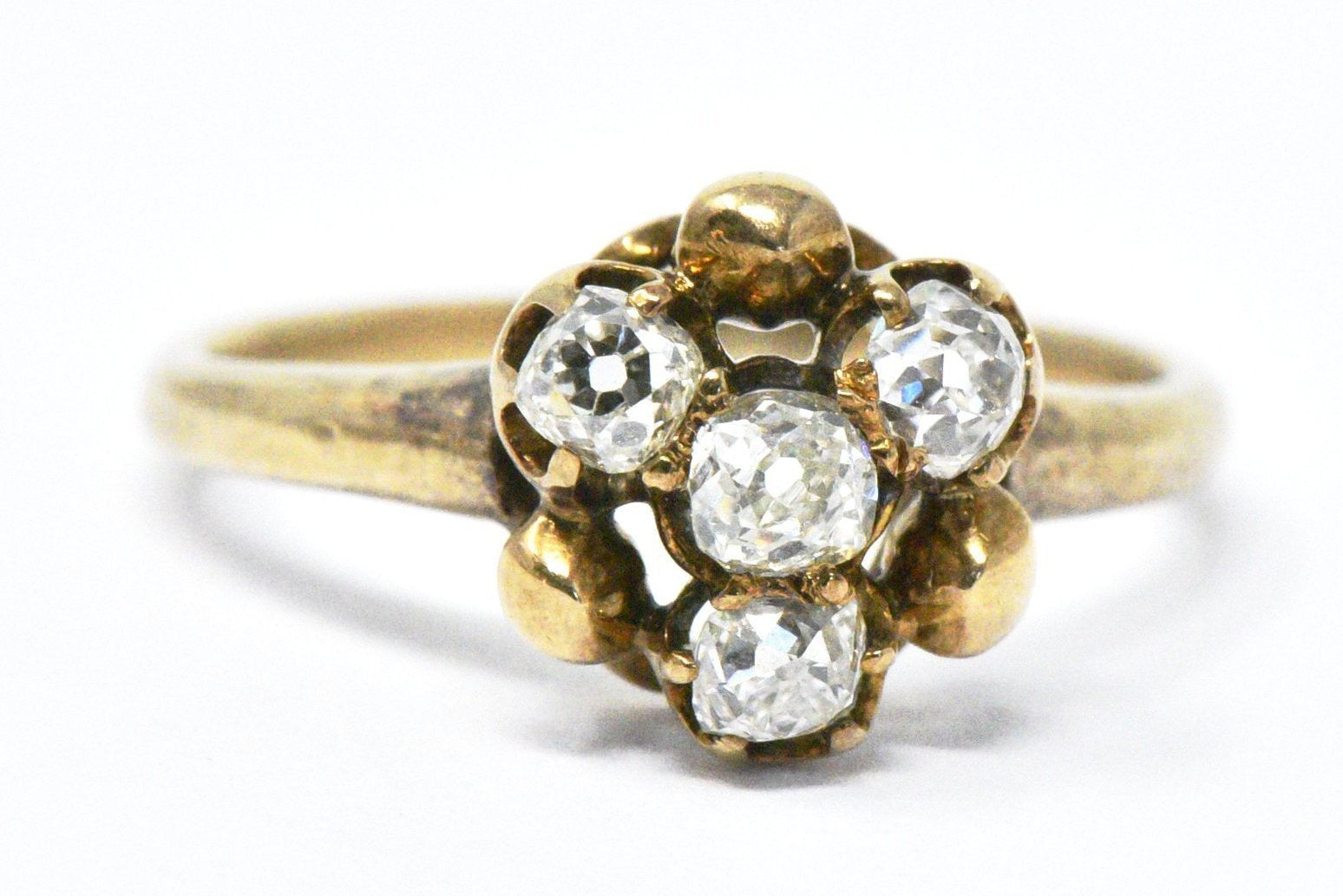Sweet Victorian 0.50 CTW Mine Cut Diamond 14 Karat Gold Ring Wilson's Estate Jewelry