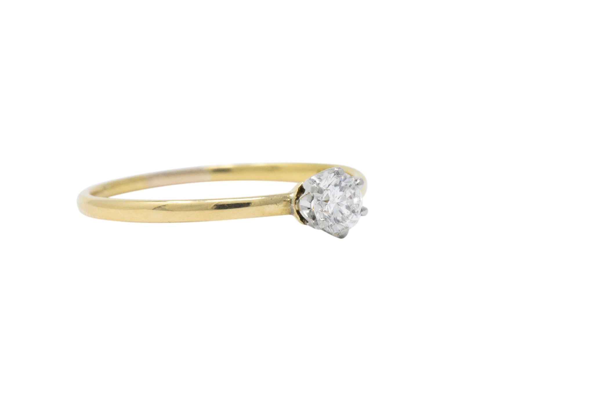 Tiffany & Co. 0.25 Carat Diamond 18 Karat Yellow Gold Platinum Engagement Ring Wilson's Estate Jewelry