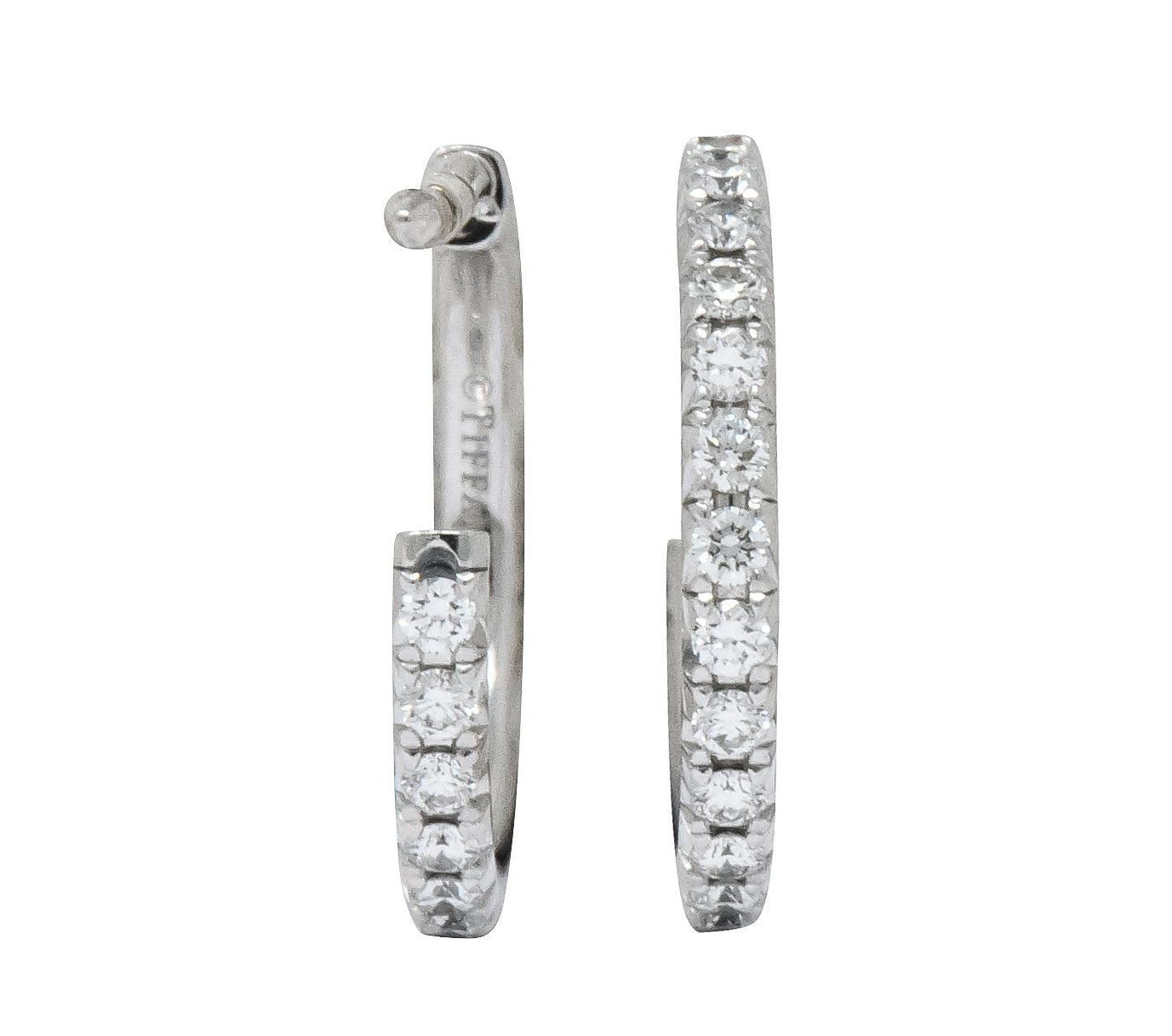 Tiffany & Co. 0.50 CTW Diamond 18 White Gold Hoop Earrings - Wilson's Estate Jewelry