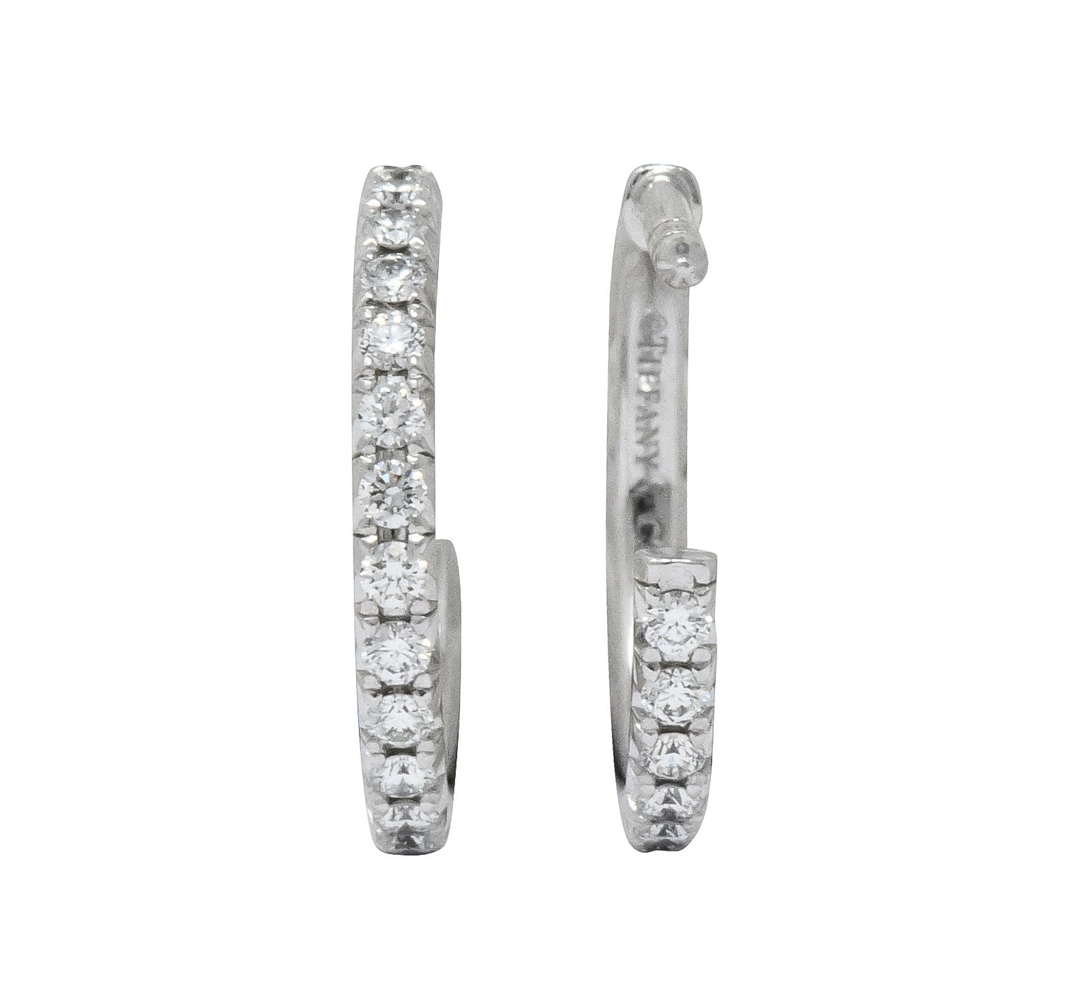 Tiffany & Co. 0.50 CTW Diamond 18 White Gold Hoop Earrings - Wilson's Estate Jewelry