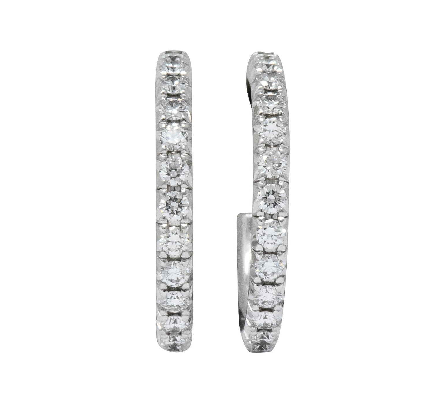 Tiffany & Co. 0.50 CTW Diamond 18 White Gold Hoop Earrings - Wilson's Estate Jewelry