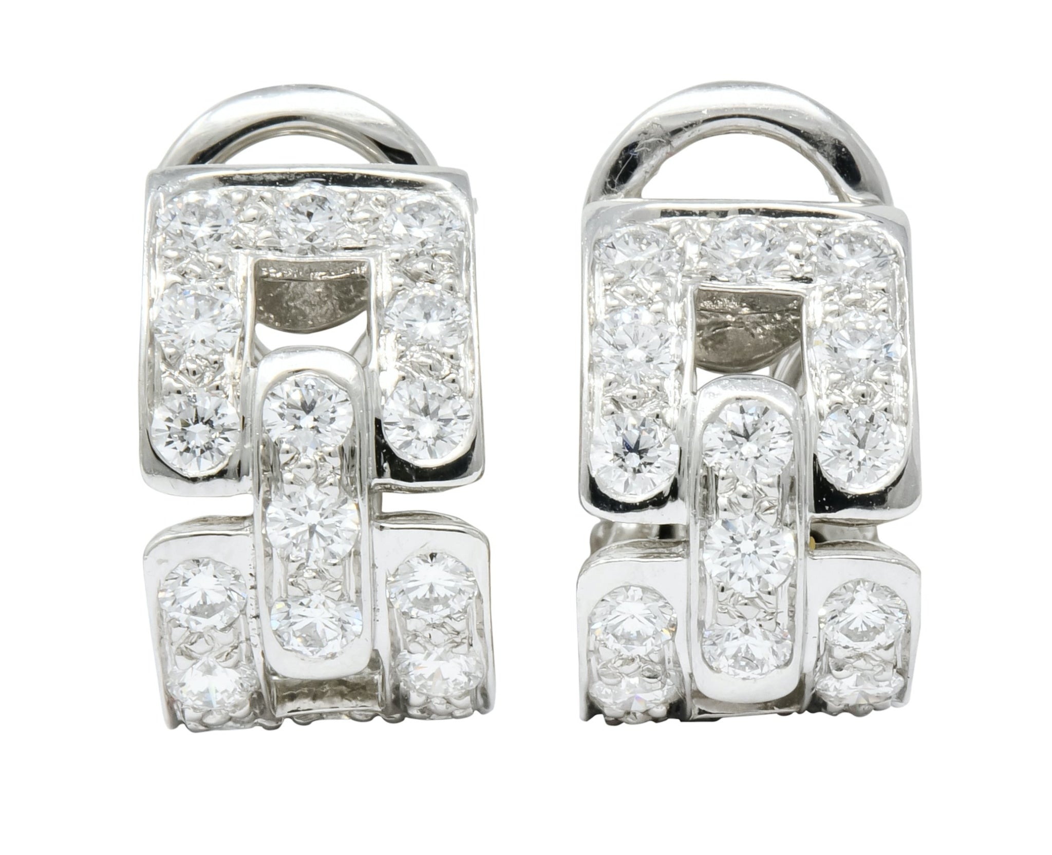 Tiffany & Co. 1.60 CTW Diamond Platinum Link Earrings - Wilson's Estate Jewelry