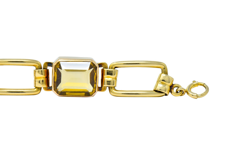 Tiffany & Co. 1940's Retro 32.00 CTW Citrine 14 Karat Gold Link Bracelet - Wilson's Estate Jewelry