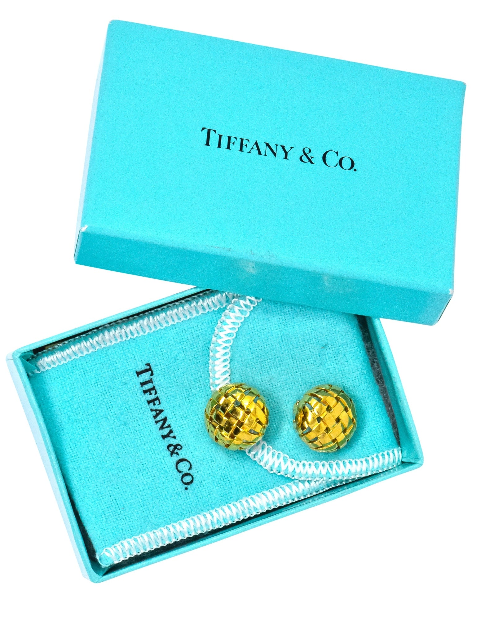 Tiffany & Co. 1995 18 Karat Gold Woven Ear-Clip Earrings - Wilson's Estate Jewelry