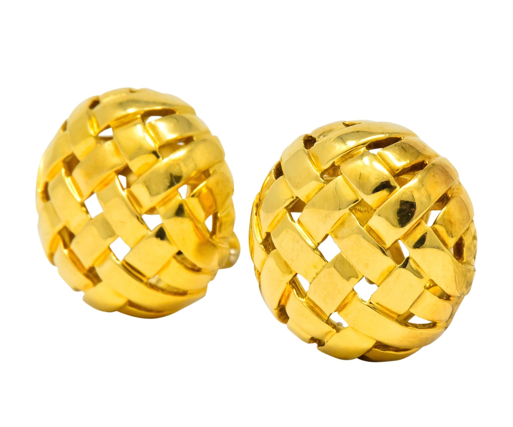 Tiffany & Co. 1995 18 Karat Gold Woven Ear-Clip Earrings - Wilson's Estate Jewelry