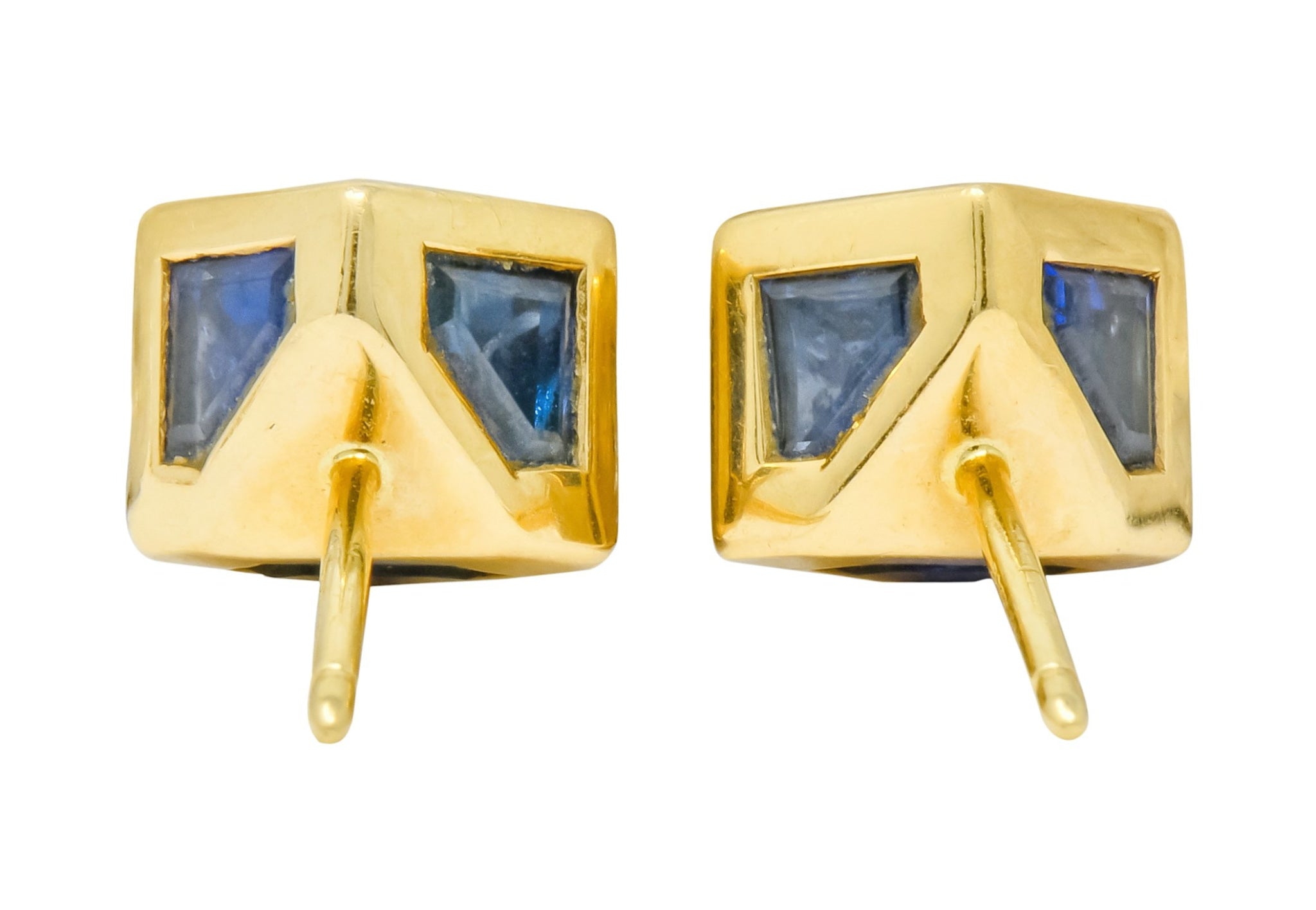 Tiffany & Co. 2.55 CTW Sapphire Diamond 18 Karat Gold Cube Earrings - Wilson's Estate Jewelry