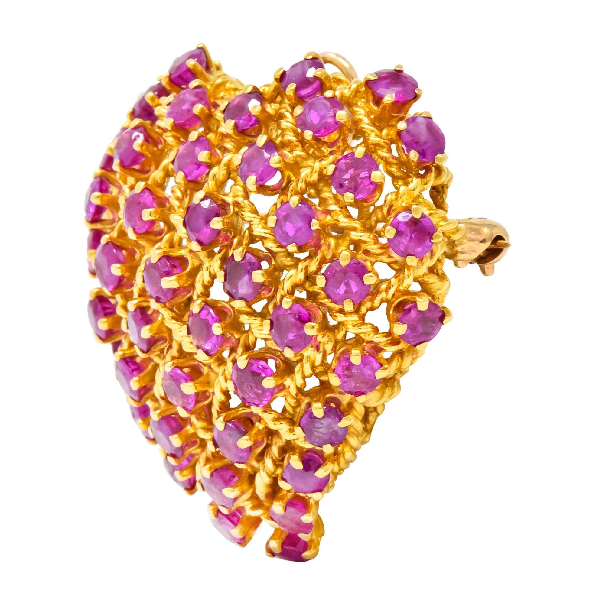 Tiffany & Co. 8.00 CTW Ruby 18 Karat Gold Heart Pendant Brooch - Wilson's Estate Jewelry