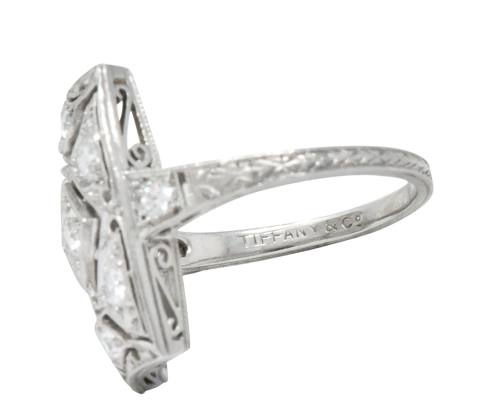 Tiffany & Co. Art Deco 0.40 CTW Diamond Platinum Dinner Ring - Wilson's Estate Jewelry