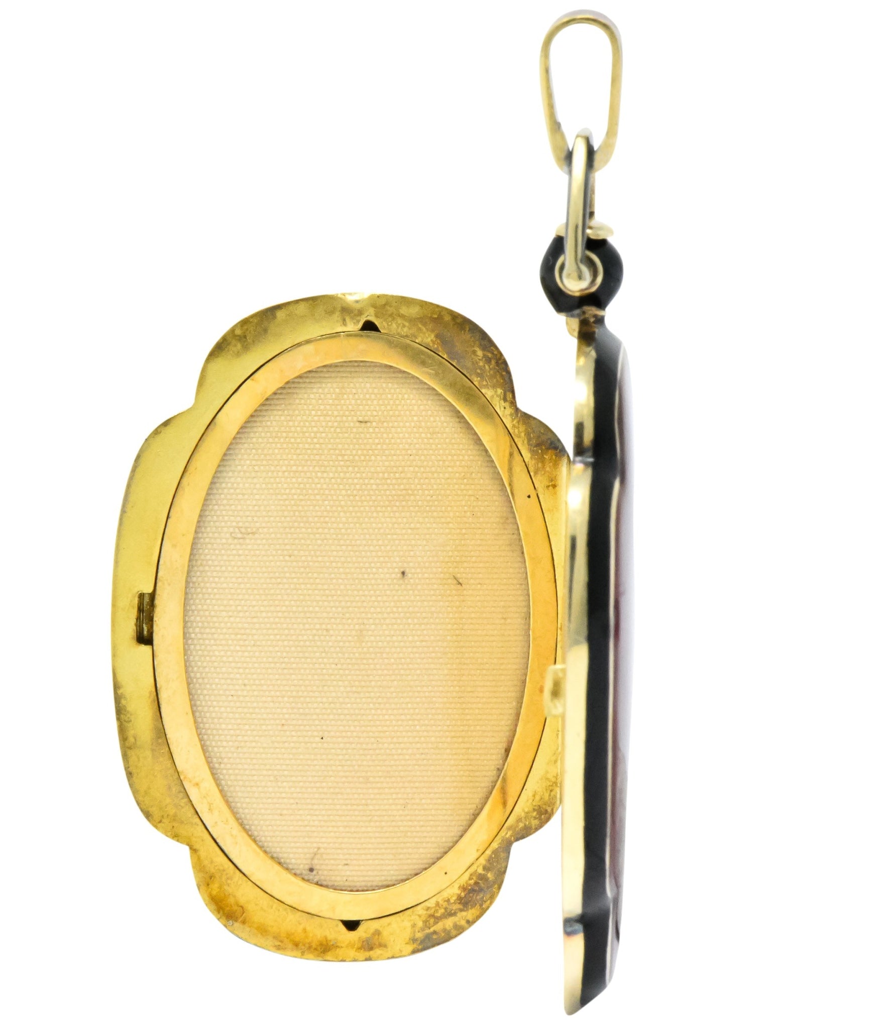 Tiffany & Co. Art Deco 14 Karat Gold Antique Enamel Locket Pendant - Wilson's Estate Jewelry