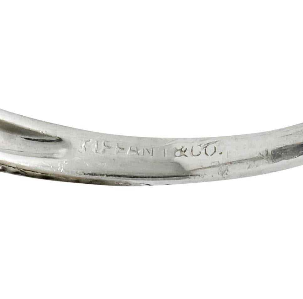 Tiffany & Co. Art Deco Sapphire Diamond 18 Karat White Gold Dinner Ring - Wilson's Estate Jewelry