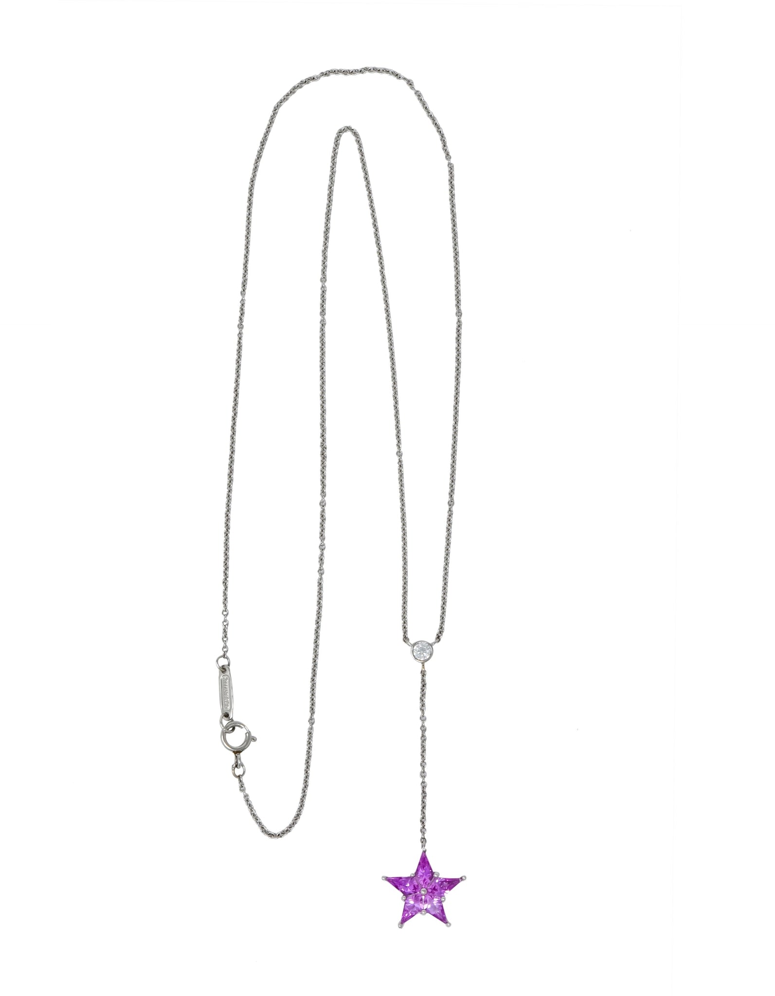 Tiffany & Co. Contemporary 0.95 CTW Sapphire Platinum Star Drop Necklace - Wilson's Estate Jewelry