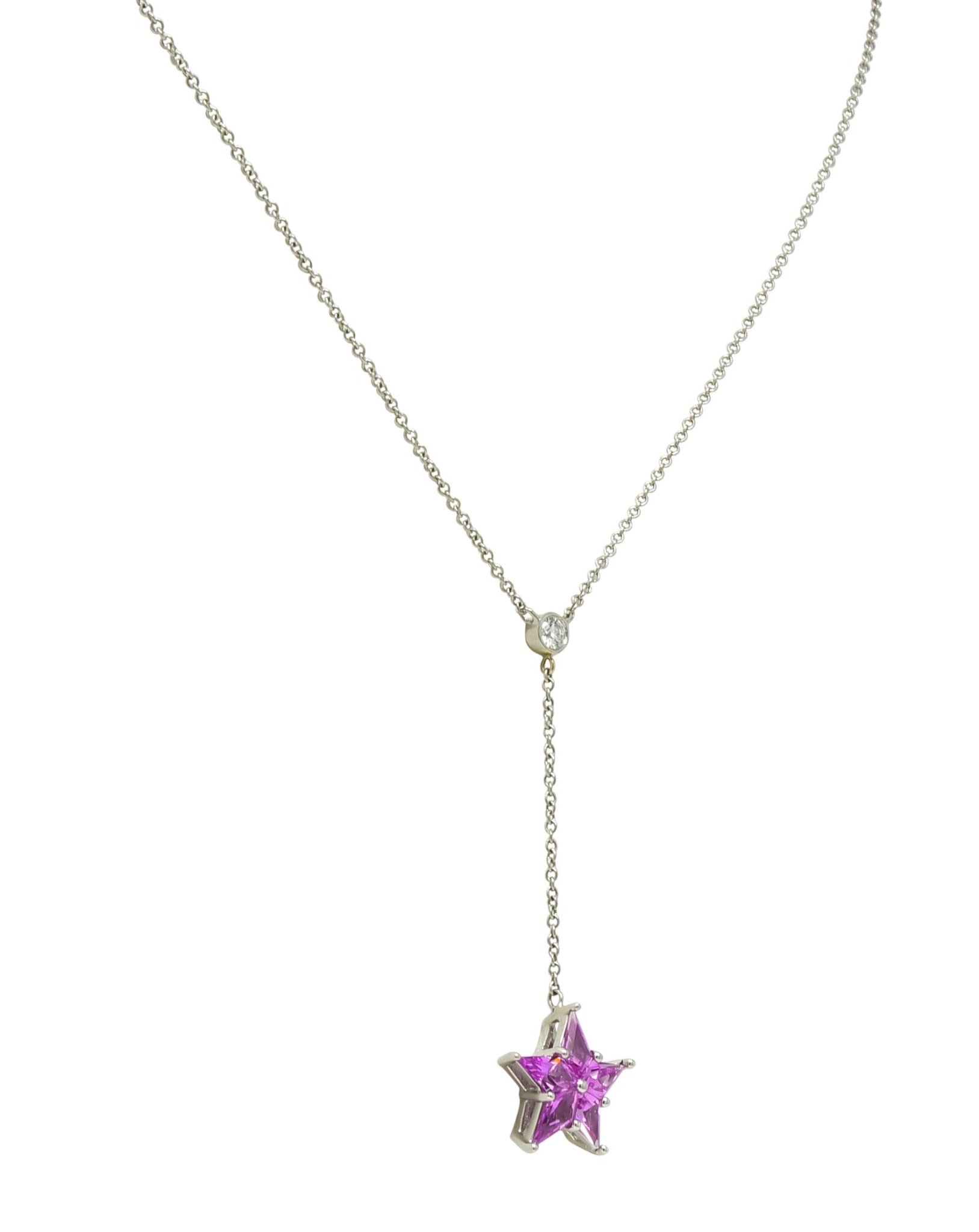 Tiffany & Co. Contemporary 0.95 CTW Sapphire Platinum Star Drop Necklace - Wilson's Estate Jewelry