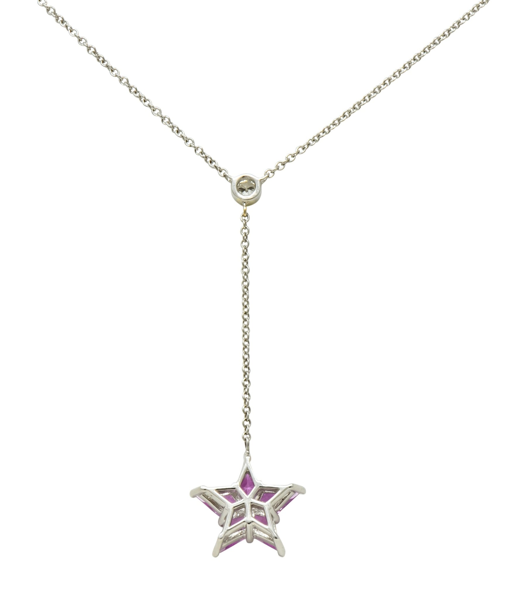 Tiffany & Co. Contemporary 0.95 CTW Sapphire Platinum Star Drop Necklace - Wilson's Estate Jewelry