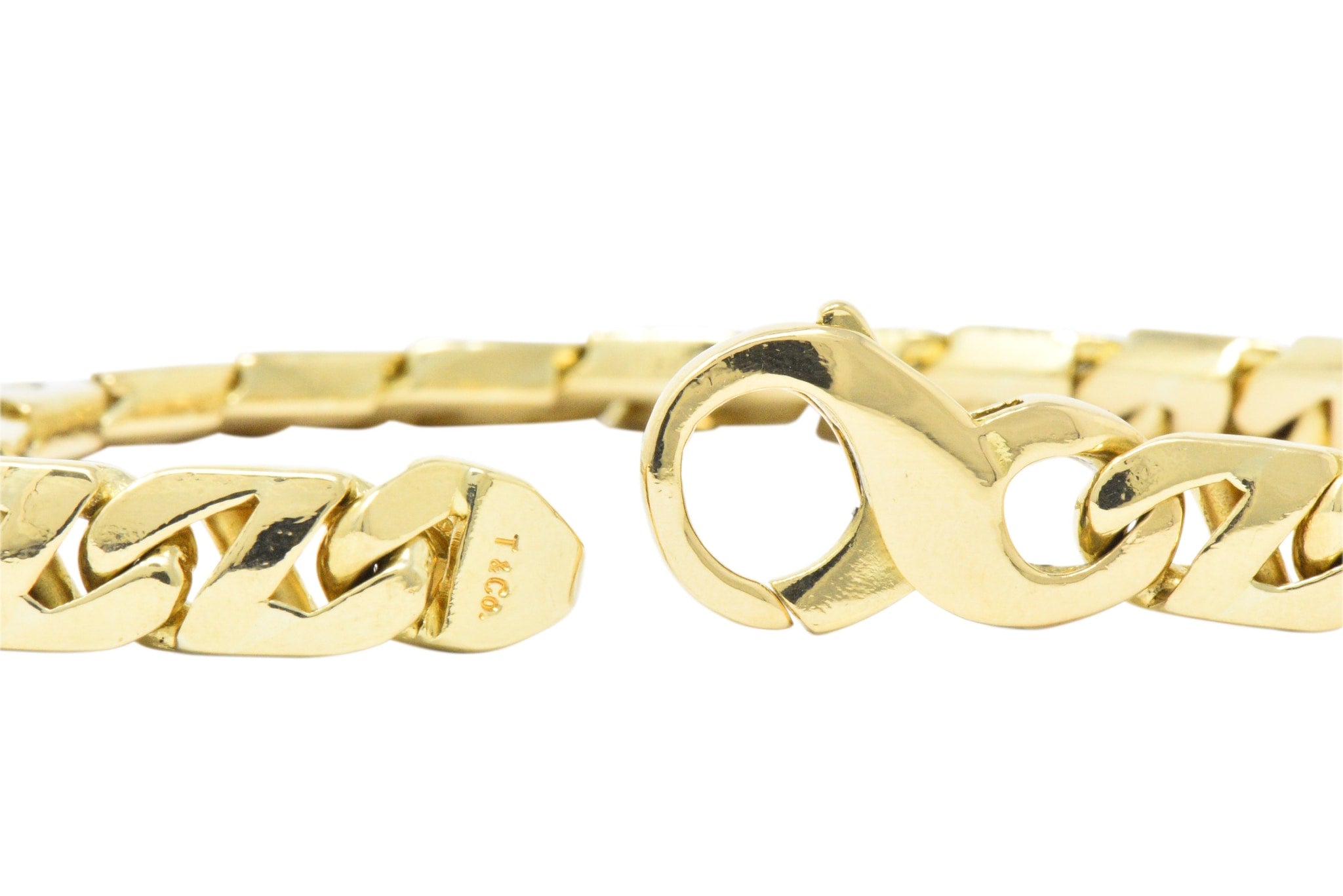 Tiffany & Co. Vintage 18 Karat Gold Cuban Chain Unisex Bracelet Wilson's Estate Jewelry