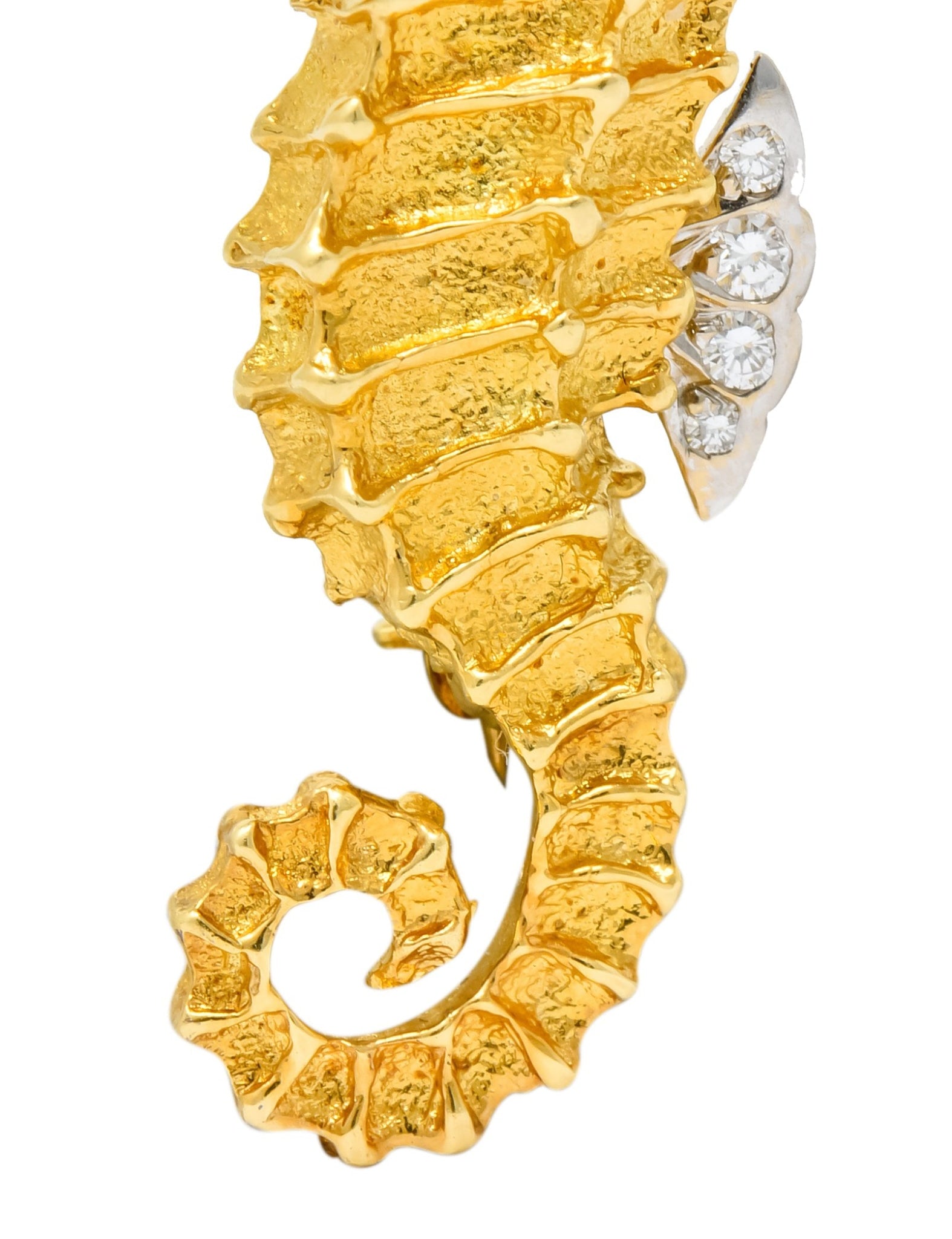 Tiffany & Co. Diamond 18 Karat Gold Seahorse Brooch - Wilson's Estate Jewelry