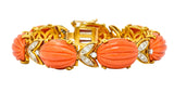 Tiffany & Co. Diamond Coral Platinum-Topped 18 Karat Gold Link Bracelet - Wilson's Estate Jewelry
