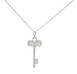 Tiffany & Co. Diamond Platinum Fleur De Lis Key Pendant Necklace - Wilson's Estate Jewelry