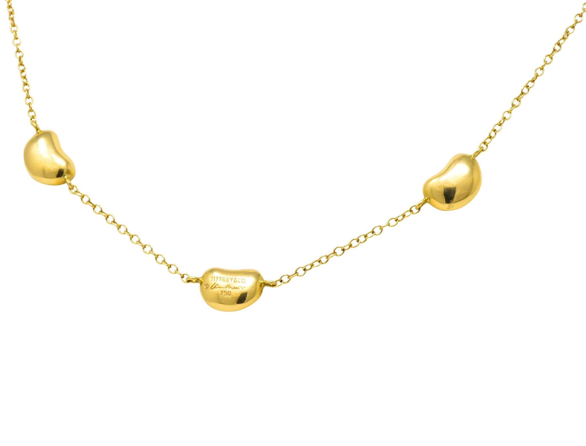 Tiffany & Co. Elsa Peretti Bean Design 18 Karat Gold Necklace - Wilson's Estate Jewelry