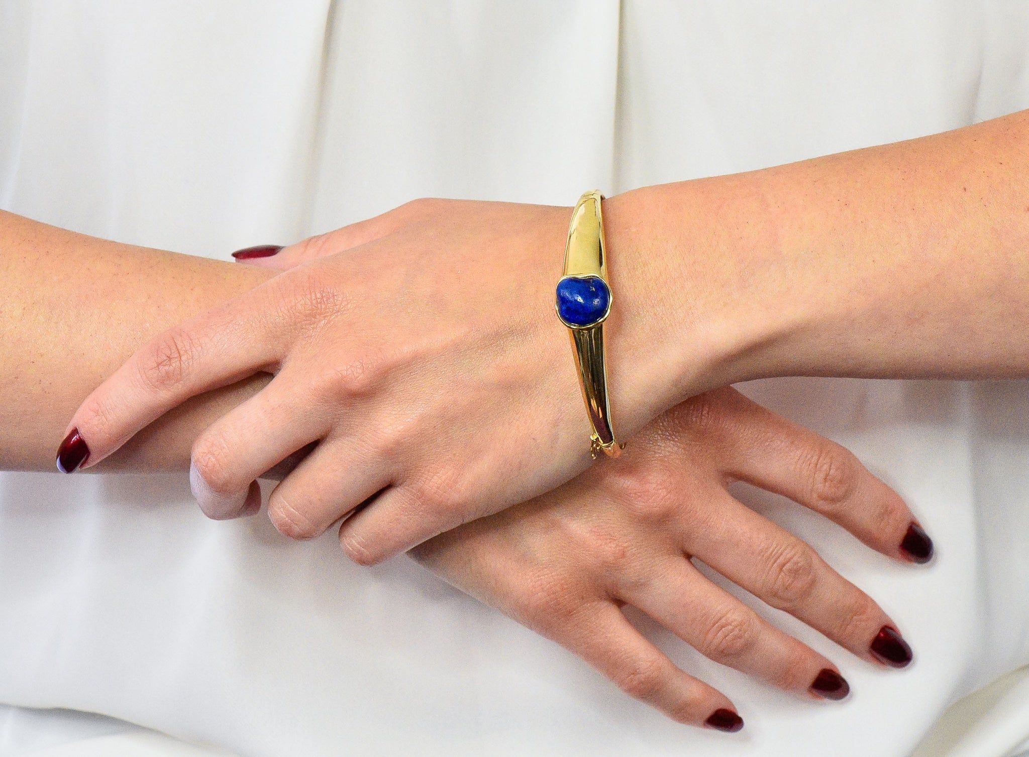 Tiffany & Co. Elsa Peretti Lapis Lazuli 18 Karat Gold Bangle Bracelet - Wilson's Estate Jewelry