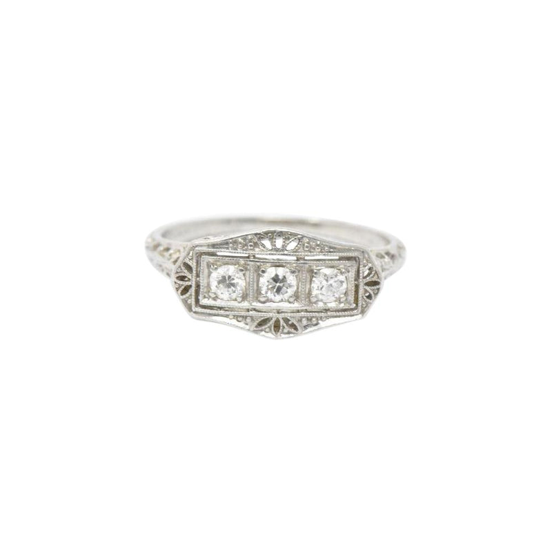 Tiffany & Co. Old European Diamond Platinum Panel Alternative Engagement Ring Wilson's Estate Jewelry