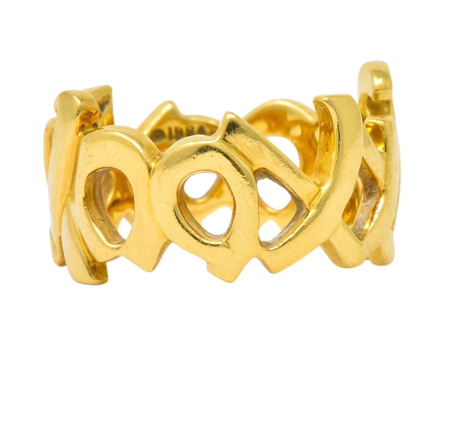 Tiffany & Co. Paloma Picasso 1984 18 Karat Gold Graffiti Love And Kisses Band Ring - Wilson's Estate Jewelry