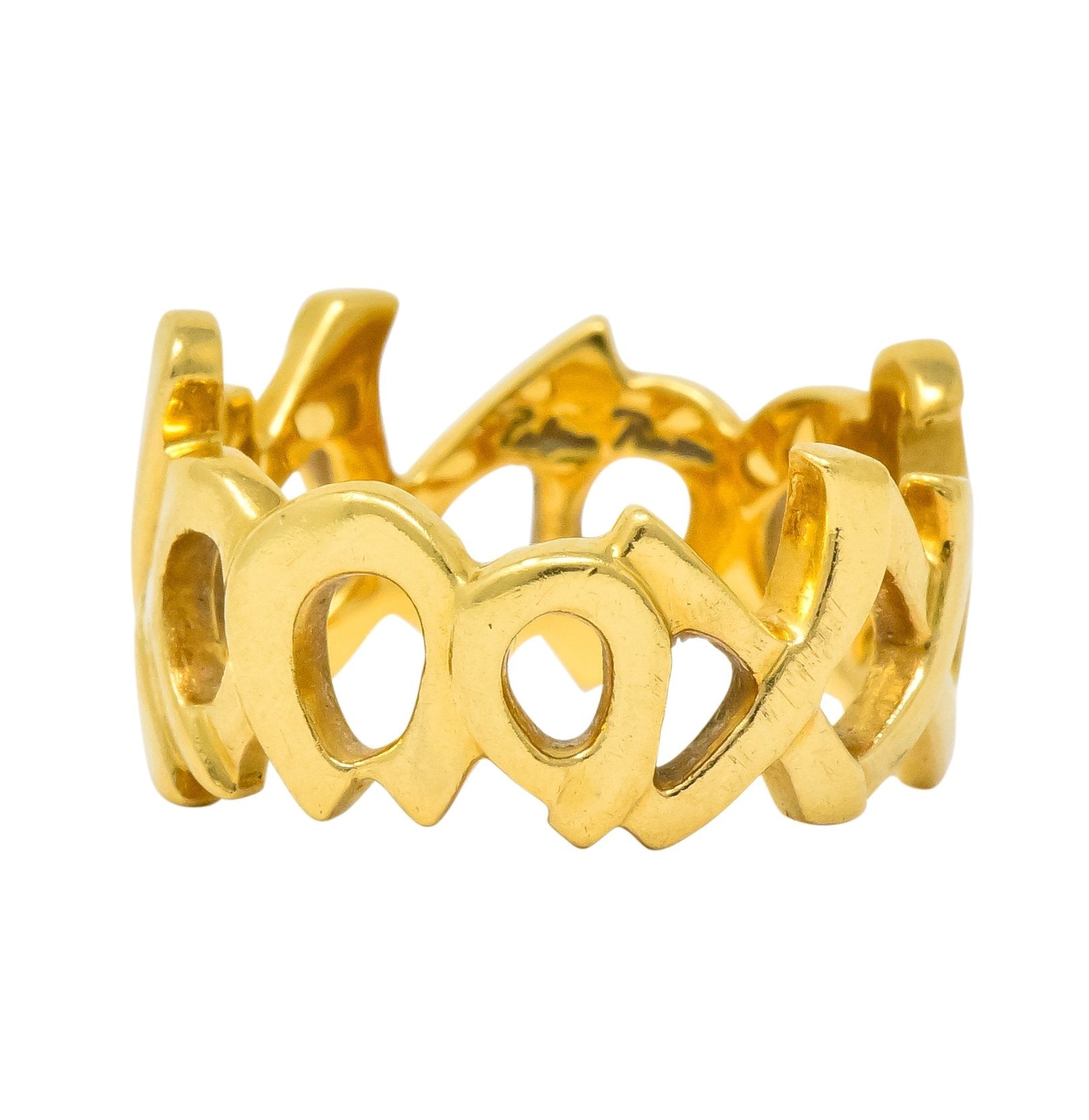 Tiffany & Co. Paloma Picasso 1984 18 Karat Gold Graffiti Love And Kisses Band Ring - Wilson's Estate Jewelry