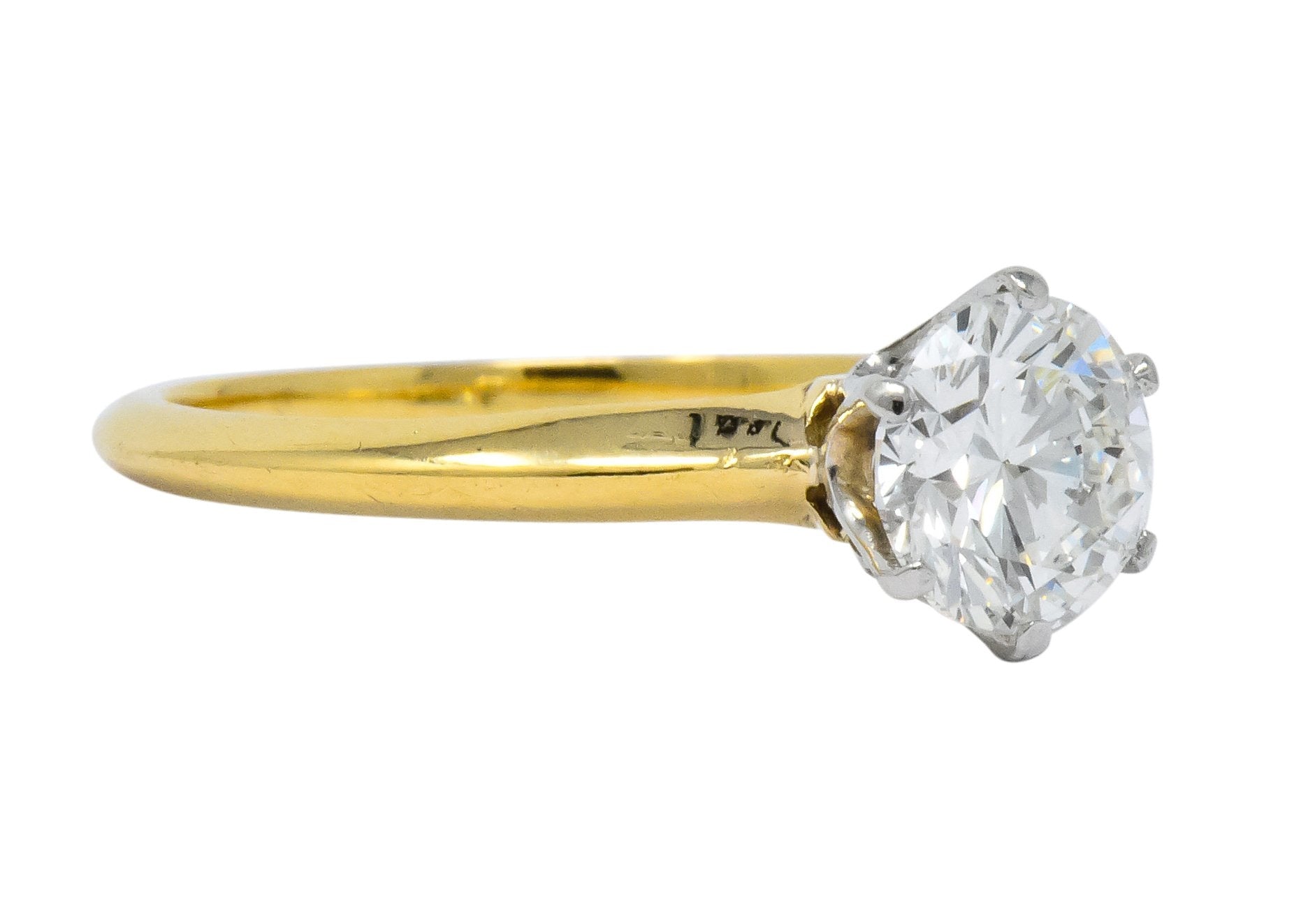 Tiffany & Co. Retro 1950's 1.08 CTW Diamond 18 Karat Gold Platinum Solitaire Engagement Ring GIA - Wilson's Estate Jewelry