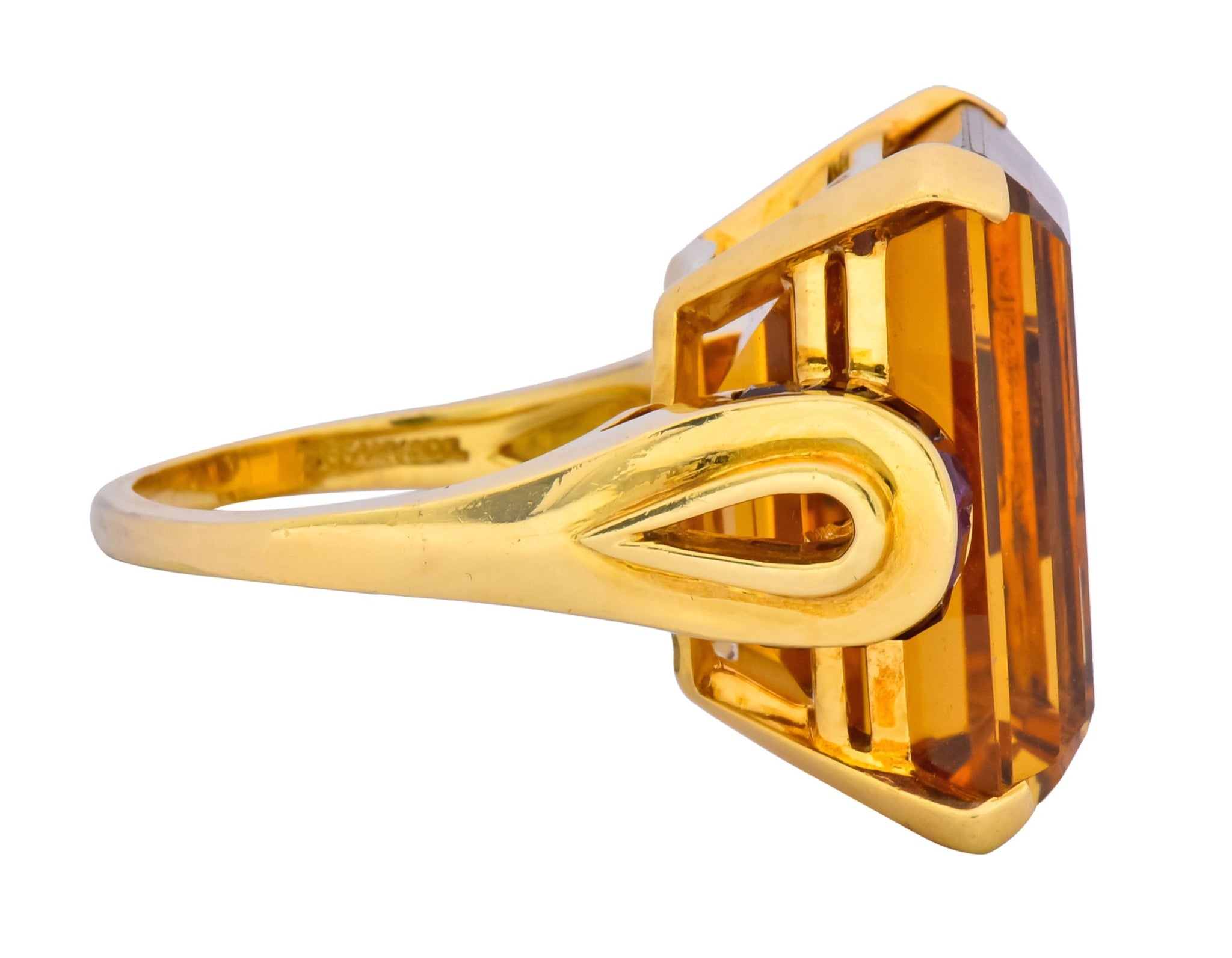 Tiffany & Co. Retro 24.54 CTW Citrine Ruby Cocktail Ring Circa 1950 - Wilson's Estate Jewelry