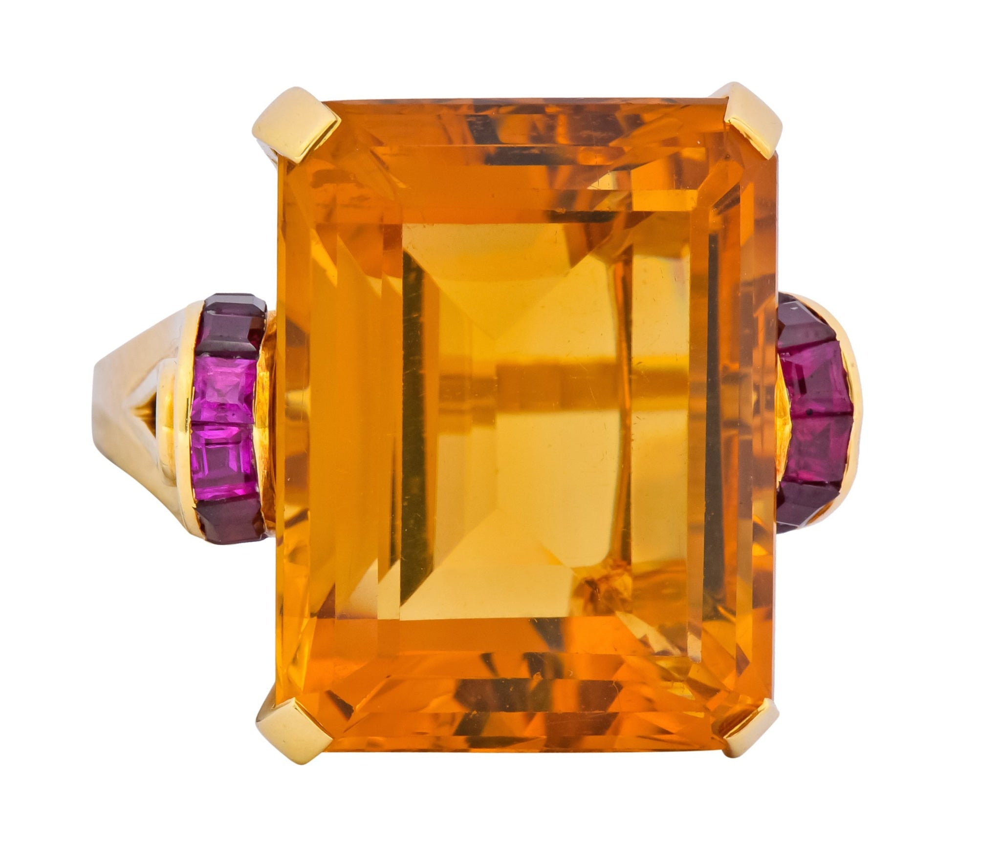 Tiffany & Co. Retro 24.54 CTW Citrine Ruby Cocktail Ring Circa 1950 - Wilson's Estate Jewelry